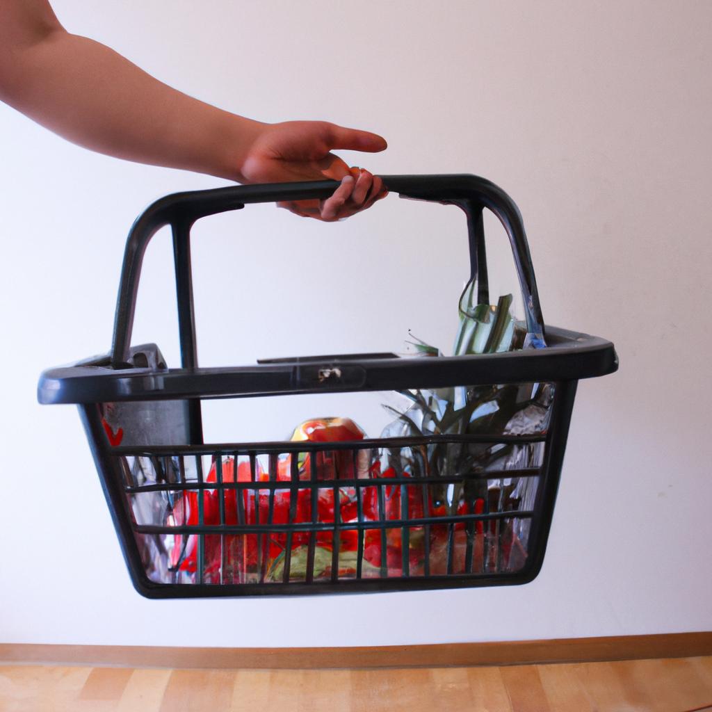 Person holding a grocery basket