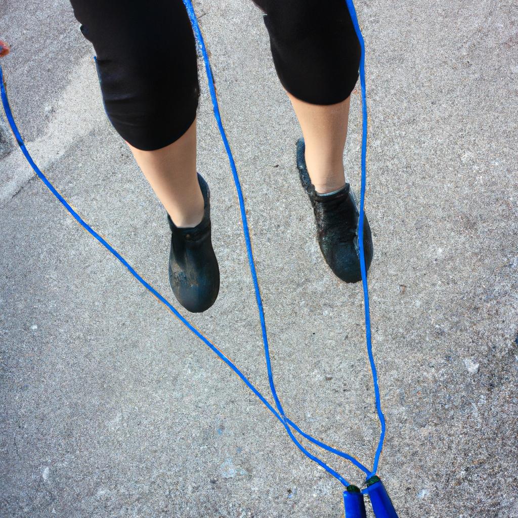 Person jumping rope for exercise